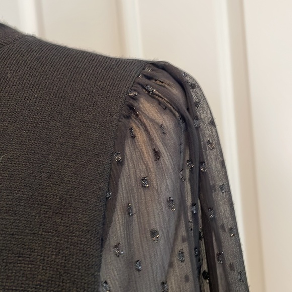 NWT • LOFT • Black Women's Top w sheer sleeves. - Picture 12 of 16
